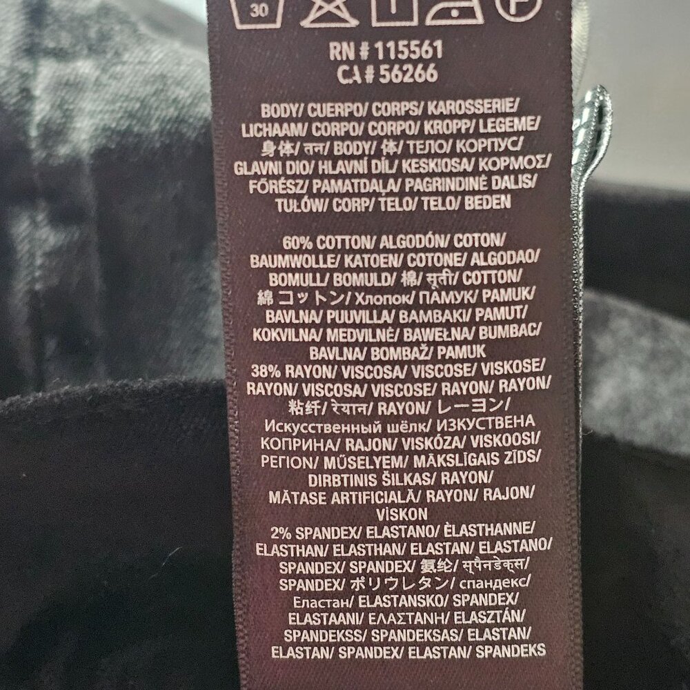 Seven For All Mankind Velour Ankle Pants Womens 31 Black Button Fly Preppy - Picture 7 of 9